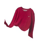 SMALL CHERRY CABLE CROP KNIT [LIGHT BURGUNDY]