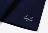 シグネイチャーバックレタリングフレンチショートスリーブTシャツT65/Signature Back Lettering French Short Sleeve T65 Navy