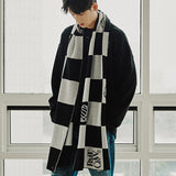 チェッカーボードジャカードマフラー/CHECKER BOARD JACQUARD MUFFLER_BLACK