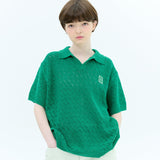 スカシカラーハーフスリーブニット / Skashi collar half sleeve knit