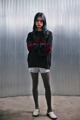 COLOR-LINE 7G KNIT CREW-NECK (Charcoal) / カラーラインニットクルーネック