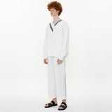 Overfit VV-neck Sweat Shirt [White] (6592367624310)