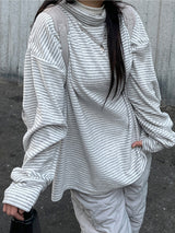 オーバーフィットストライプハーフネックニットウェア / Unisex Overfit Striped Half-necked Knitwear