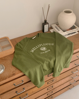 Embroidery Lettering Crop Sweat Shirt (3color)