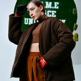 [UNISEX] Reversible Faux Fur Cardigan Coat (Dark Brown) (6656668106870)