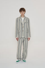 POCKET STRIPE BLAZER JACKET / GREY (6601031155830)