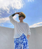 防水タイダイ プリーツ ワイドパンツ / [Made] Waterproof tie die pleats wide pants (2 colors)