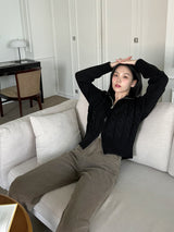 ケーブル ハイネック ニット ジップアップ / Cable high neck knit zip-up (3color)