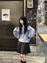 モリガールコージールースウールフーデッドニットウェア