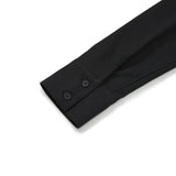 Crop Lace-Up Ribbon Shirt [BLACK] (6618554859638)