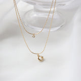 レイヤードシンプルムーンネックレス / Layered simple moon necklace / 2 color