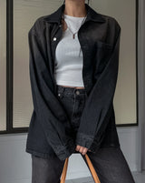 (UNISEX) メゾンウォッシングオーバーデニムシャツ