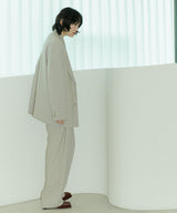 UNISEX PINTUCK STITCH WIDE PANTS W - LIGHT BEIGE (6689418150006)