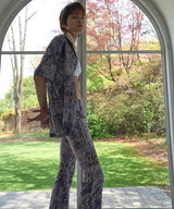 PRINTED FITTED PANTS (BLUE)