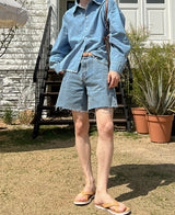 クロップデニムシャツ / crop denim shirt