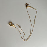 レタリングハートフレッシュウォーターパールボールゲストネックレス / loys Lettering Heart Fresh Water Pearl Ball Guest Necklace
