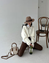 leather coated straight pants
