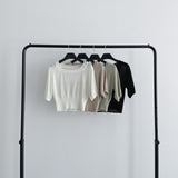 Chemistry Square Cropped Short-Sleeved Knitwear [4 colors]