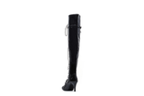 Thigh High Buckle Heel Boots(Black)