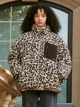 (JP-21701) REVERSIBLE LEOPARD FLEECE PADDING JUMPER BEIGE (6616255004790)