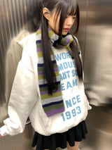 [ブラッシュドライニング] ワールドレターリングオーバーフィットフードTシャツ