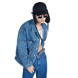 EAR FLAP BALL CAP BLACK / COTTON FLAP