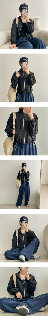 Windbreaker String Zip-Up Windbreaker