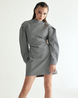 MOCK NECK STRING MINI ONEPIECE - HOUND TOOTH BLACK (6635994906742)