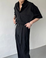 リネンベルトワイドスラックス / ECT linen belt wide slacks (4 colors)