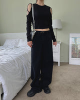 2ボタンワイドデニムパンツ / no.1796 Two-Button Wide Denim Pants (3color)