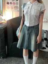 ビンテージウォッシングデニムテニススカート / vintage washing denim tennis skirt