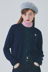 シグネチャーレイヤードウールカーディガン / Signature Layered Wool Cardigan [Navy]