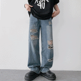 ロットダメージウォッシングデニムワイドパンツ