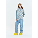 COLORING CHECK PATTERN SWEATSHIRT [MINT]