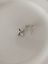 [925silver] And ribbon earrings