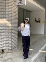 ナイロン配色ロングワイドスパントレーニングパンツ/marinet nylon coloring long wide spandex training pants