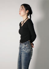 ラップストリングコルゲーテッドTシャツ / Wrap string corrugated T-shirt (4color)