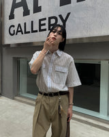 フェアリーストライプハーフシャツ (2 color)