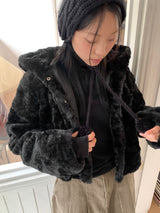 [MADE] Haong Black Rabbit Fur Hoodie Jumper