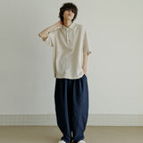 ハーフヘンリーネックシャツ / unisex half henlyneck shirts beige
