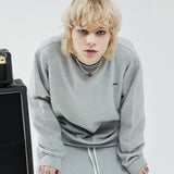オーバーフィットスウェットシャツ/OVERFIT SWEAT SHIRT-MELANGE GREY