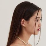 [s925post] heart chain earring