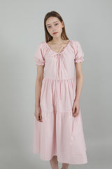ロマンティックシャーリングロングワンピース / Romantic Shirring Long Onepiece Pink