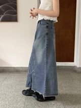 トティAラインバックスリットロングデニムスカート / Toti A-line back slit long denim skirt