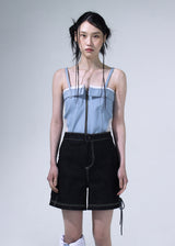 Denim Ribbon Shorts