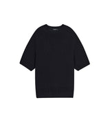 オーバーサイズ フィッシュネット ディテール SS スウェット / OVERSIZED FISHNET DETAIL SS SWEATER BLACK
