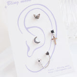 ユニークブラックピアス / [Styling] Unique Black Piercing Set (4 set)