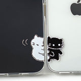 ブラック - ハグサムキャットカップルフォンケース