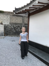ロマンティックラブリーリボンチョーカーフリルリブドTシャツ