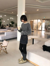 レイヤーボートネックショートニット